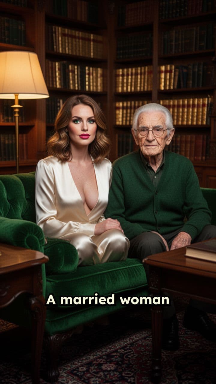 Woman in Deep Neck Blouse Nearby Old Man