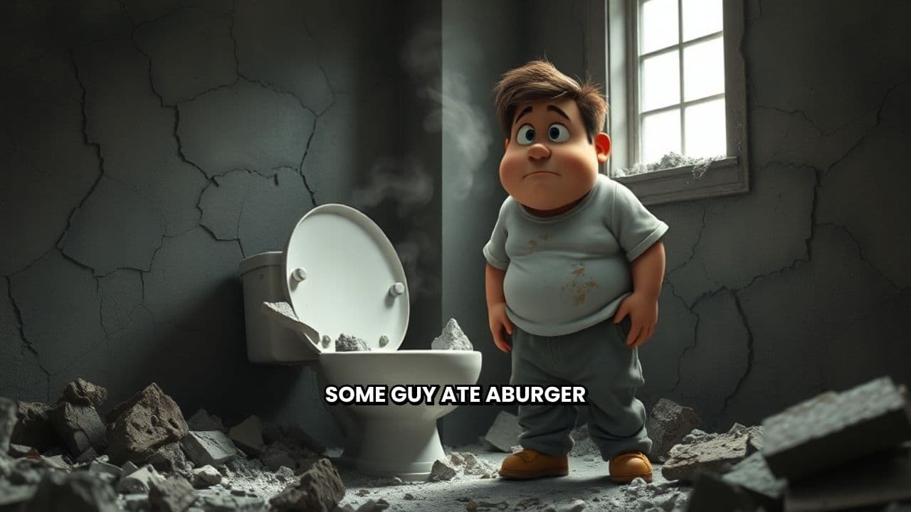 Toilet Explosion After Burger Meal