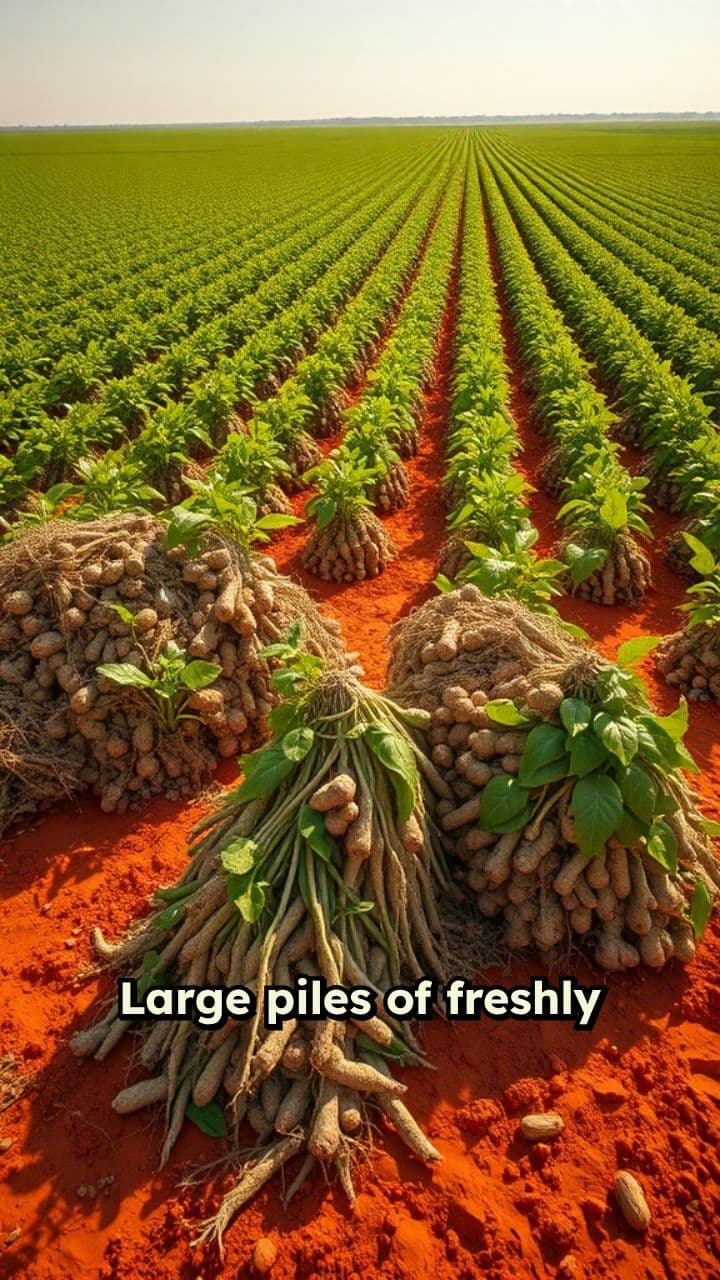 Peanut Harvest Under Harsh Sunlight
