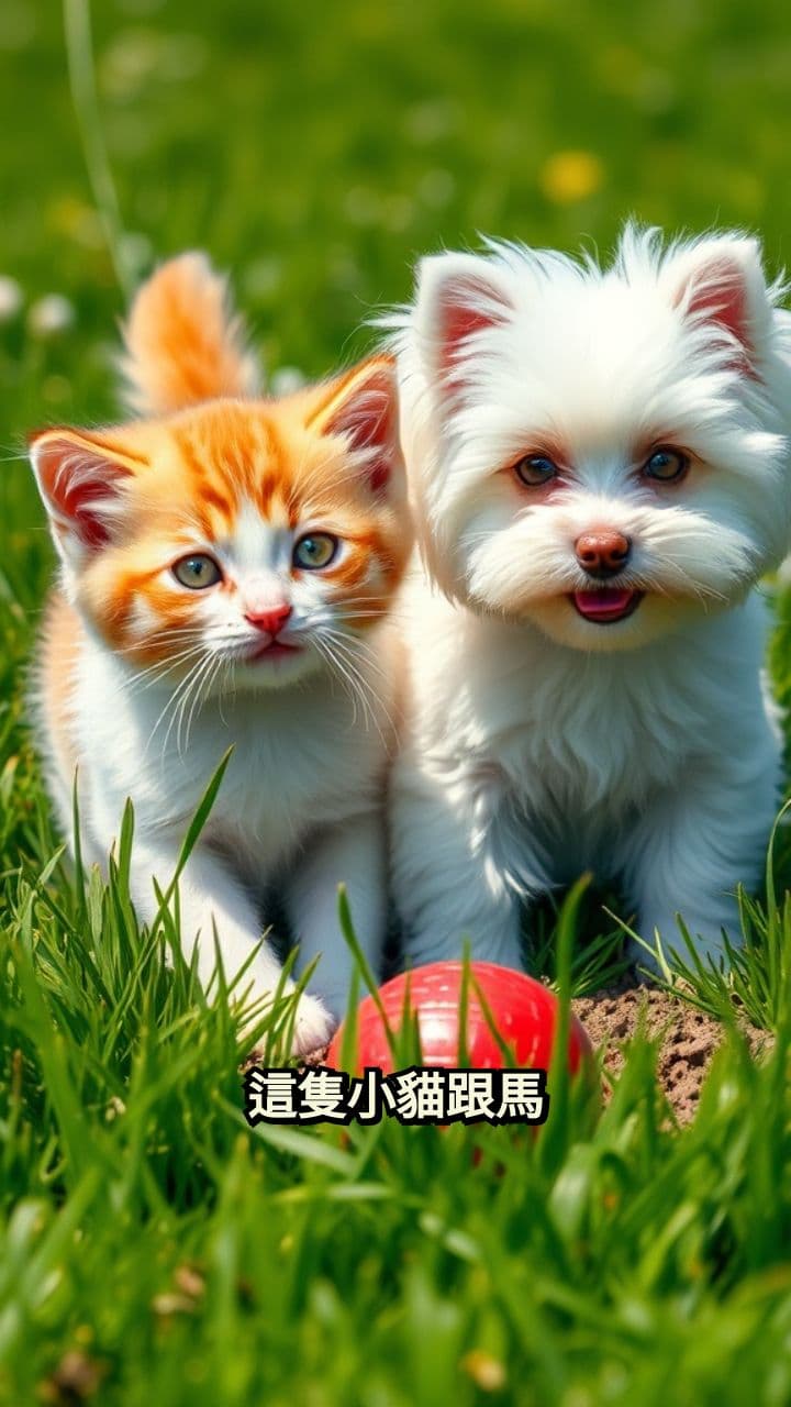 小貓小狗的追球冒險