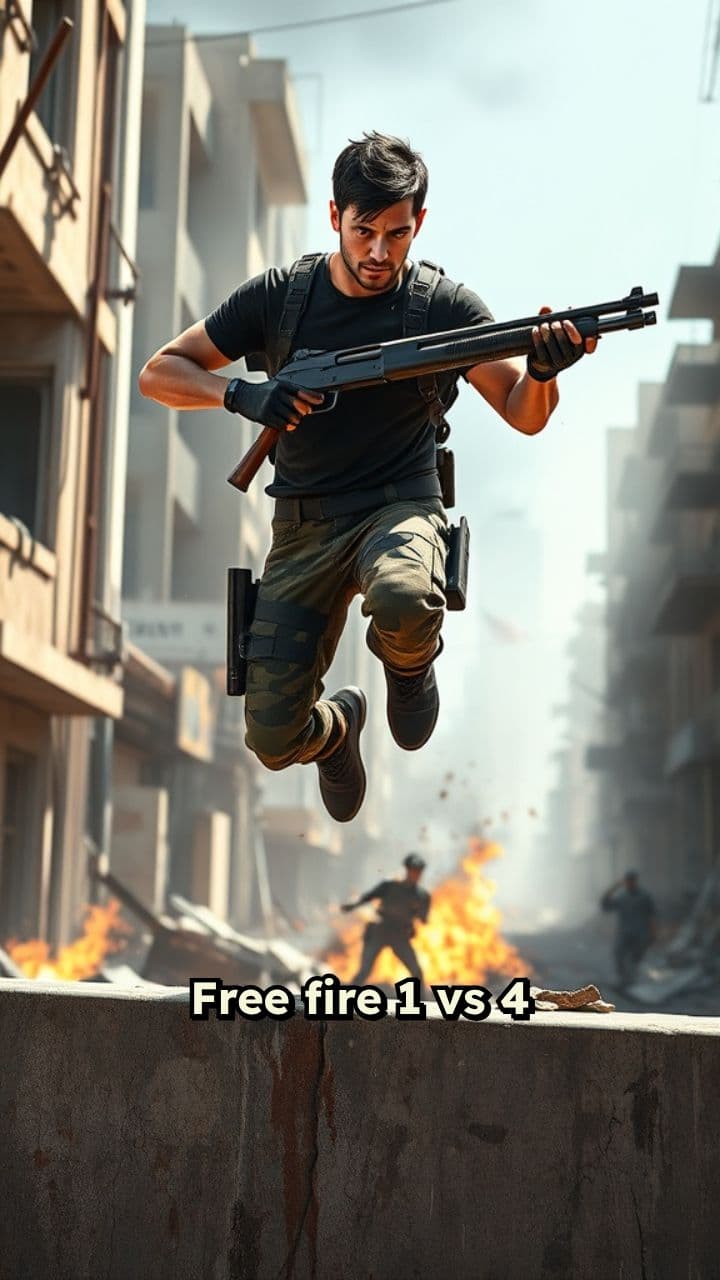 1 vs 4 Free Fire Gameplay Montage