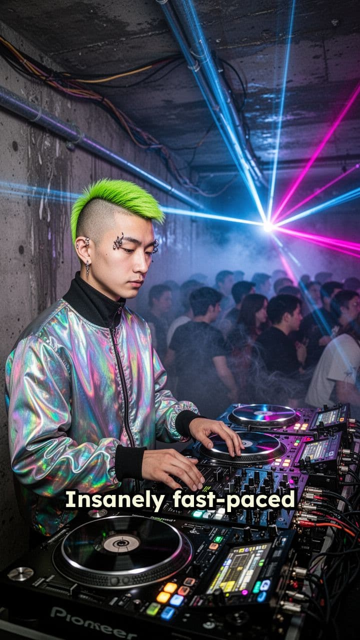 Hyper-Speed Neon Glitch Frenzy