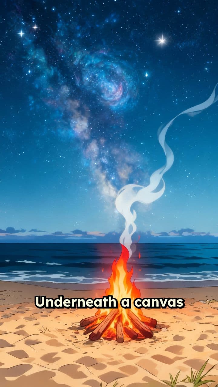 Starlight Serenity: Campfire on the Beach