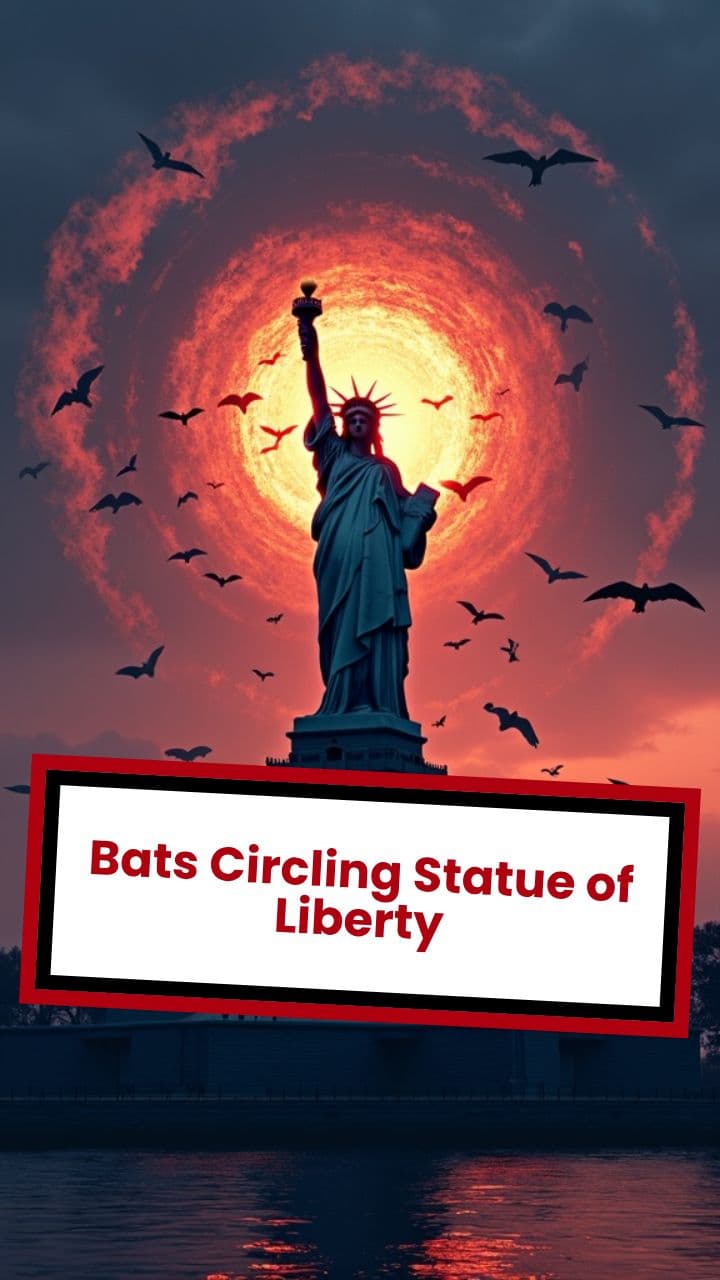 Bats Circling Statue of Liberty