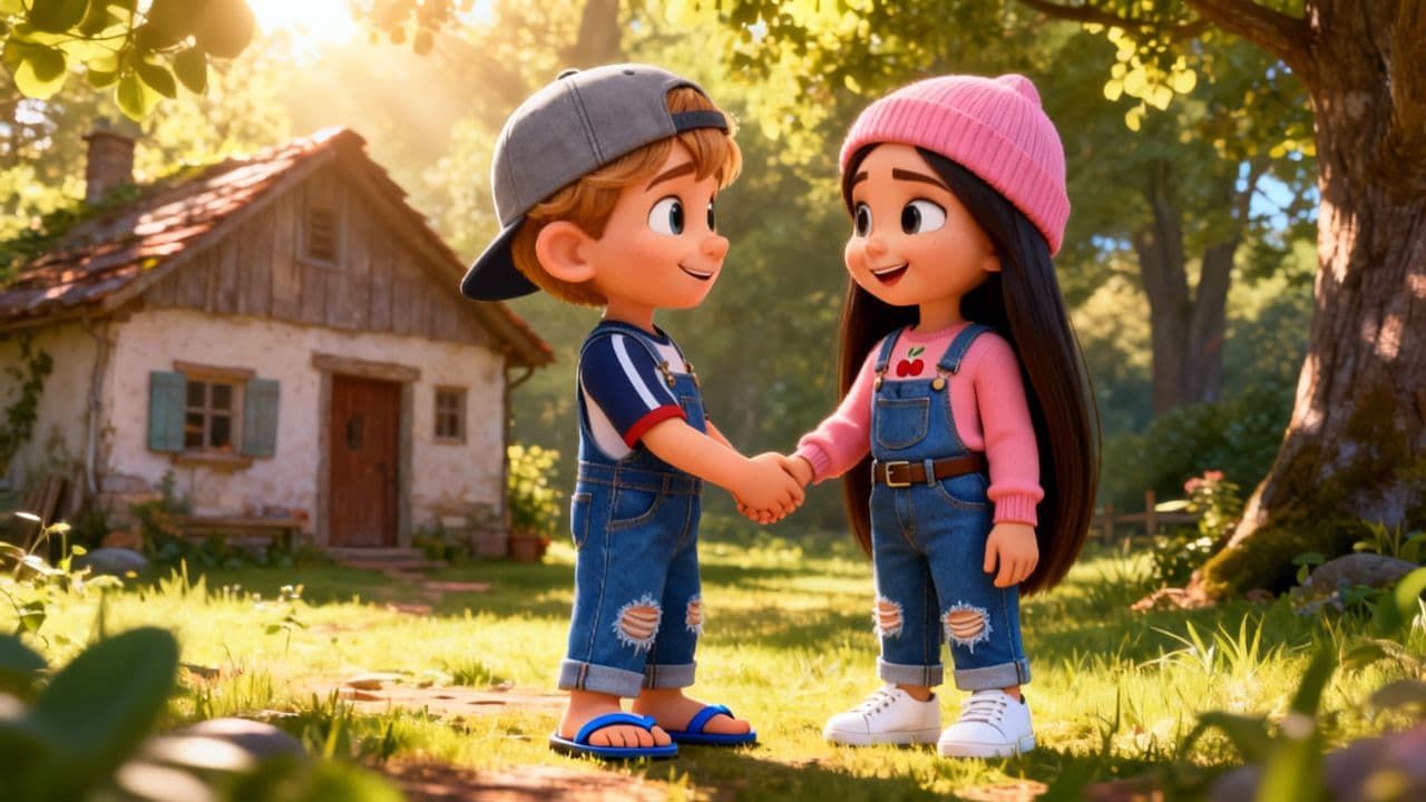 Hansel et Gretel dans la forêt