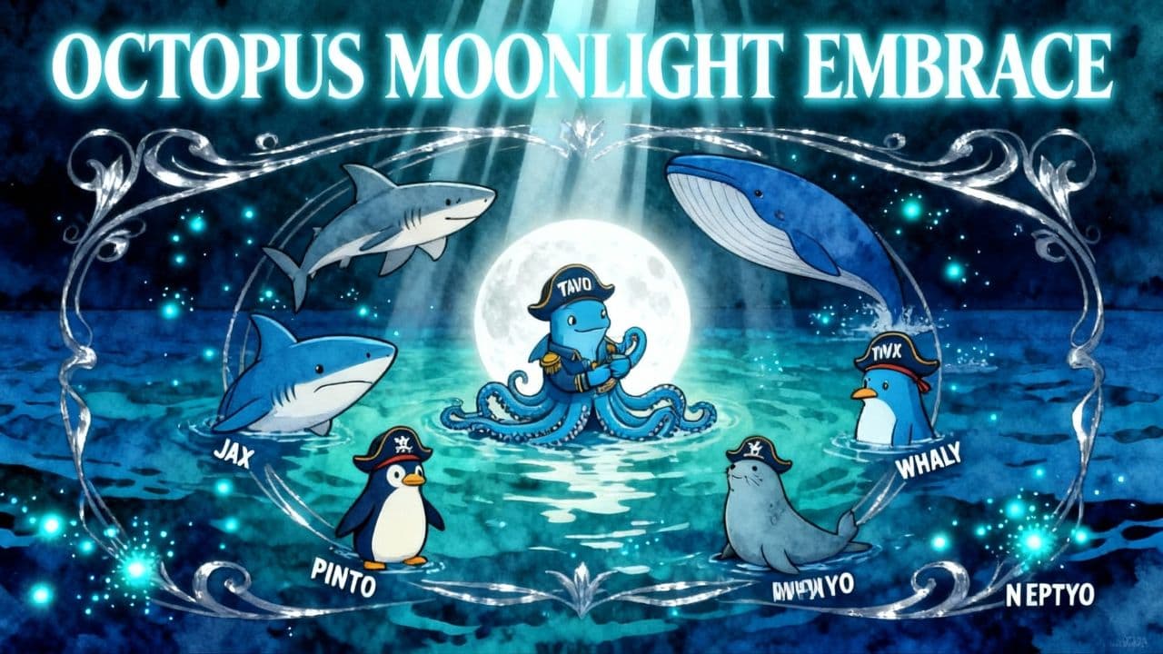 Octopus Moonlight Embrace