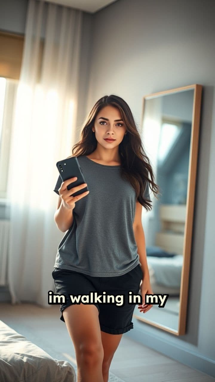 Mirror Reflection in a Black Dress