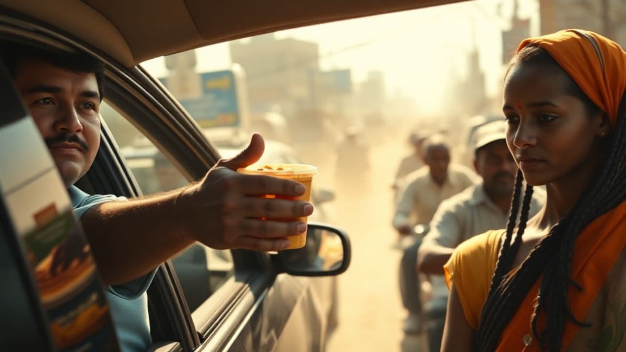 Food Offered in Traffic Block