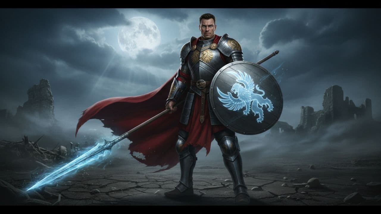 Guerrero contra demonios en la noche