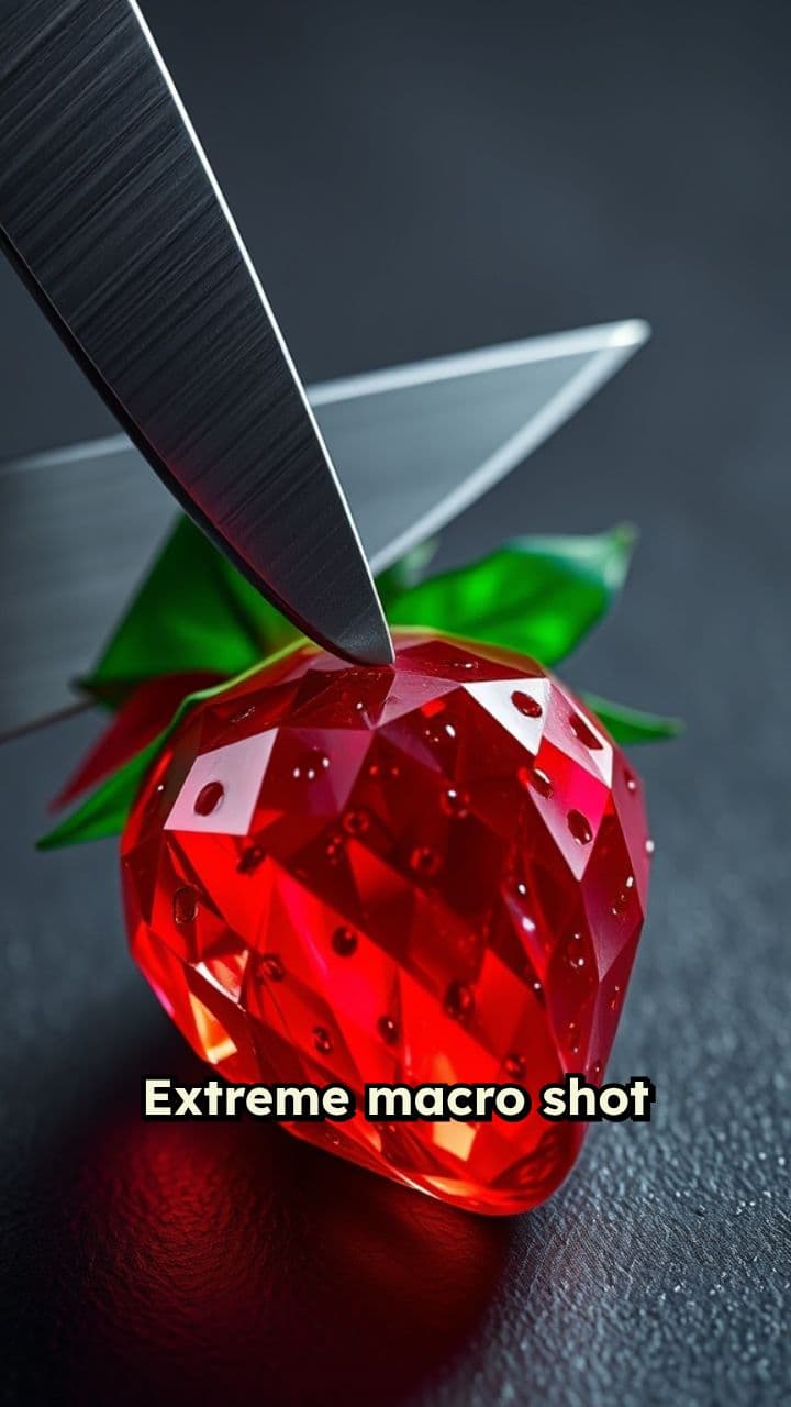 Slicing a Ruby-Red Strawberry Crystal