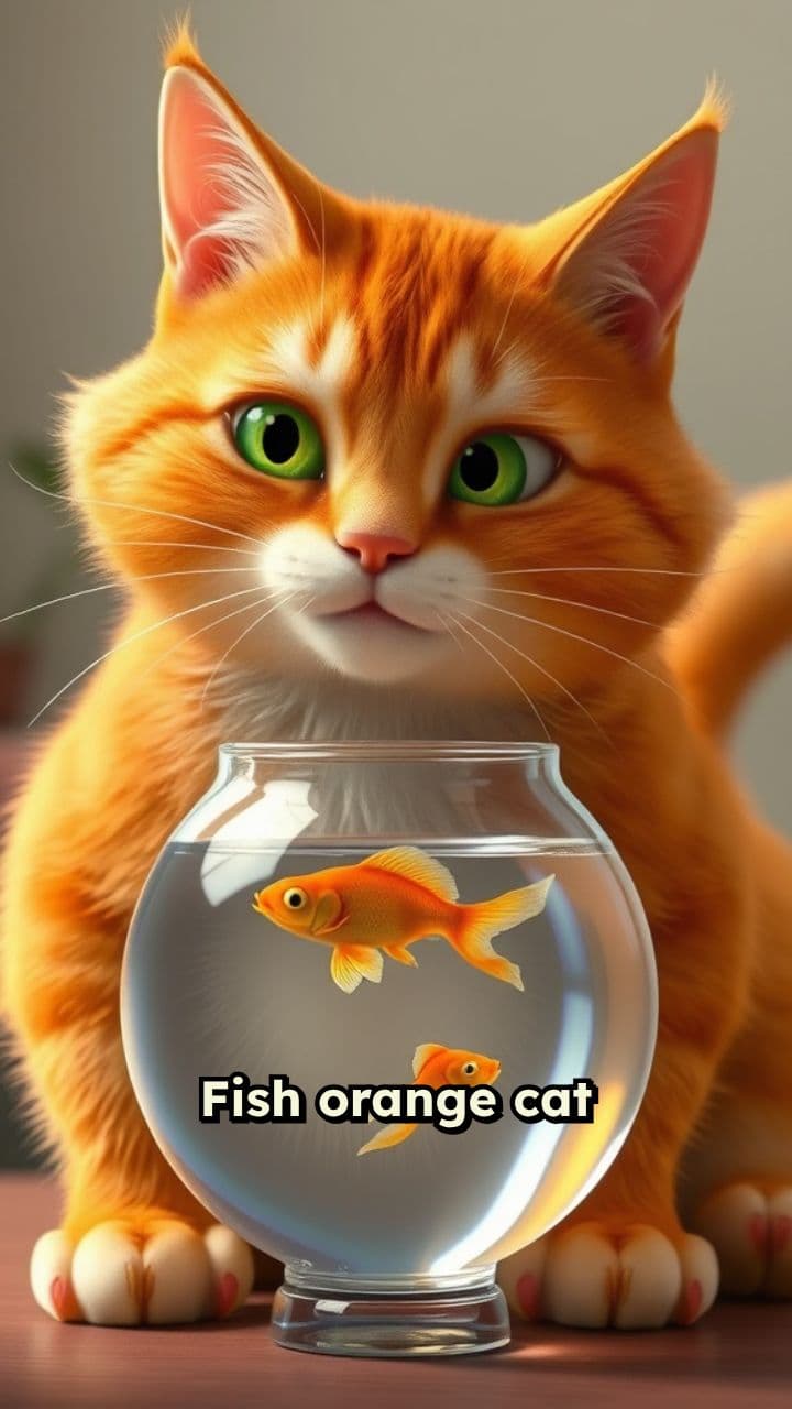 Orange Cat and Fish