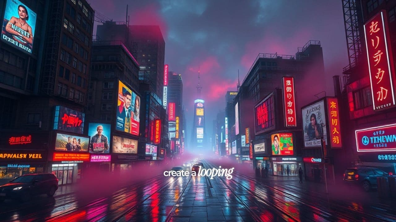 Neon Lights in a Night City Loop