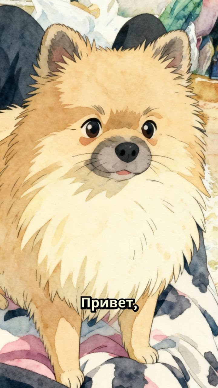 Померанский шпиц поздравляет маму с днём рождения