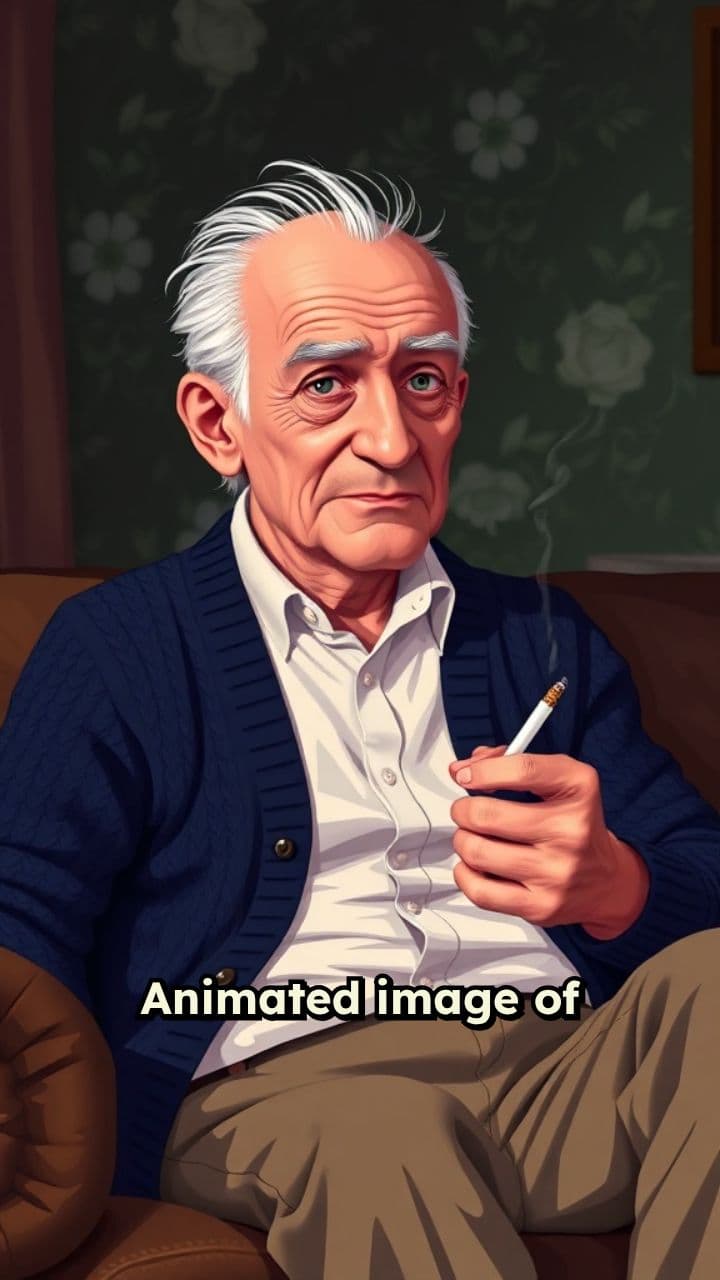 Old Man Smoking on a Sofa