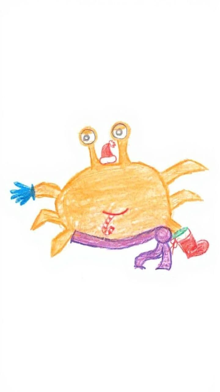 Whimsical Christmas Crab