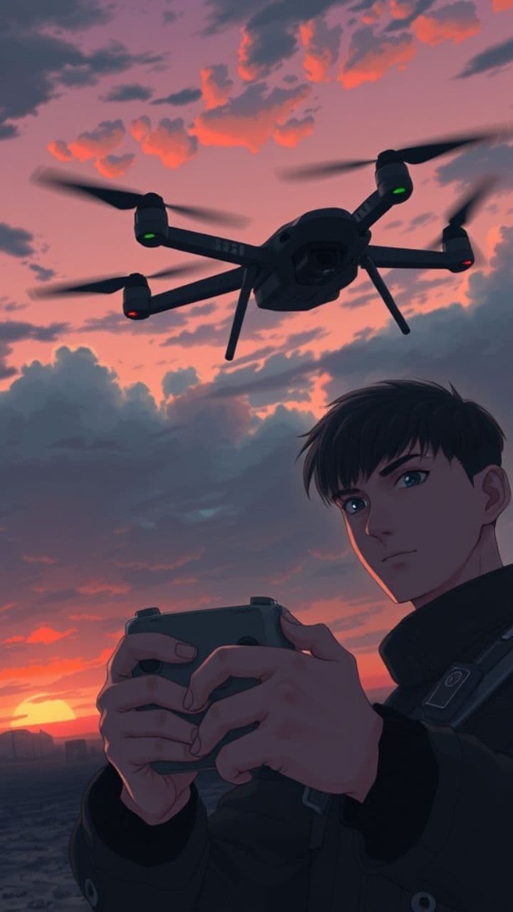 Кречет и дрон над полем боя