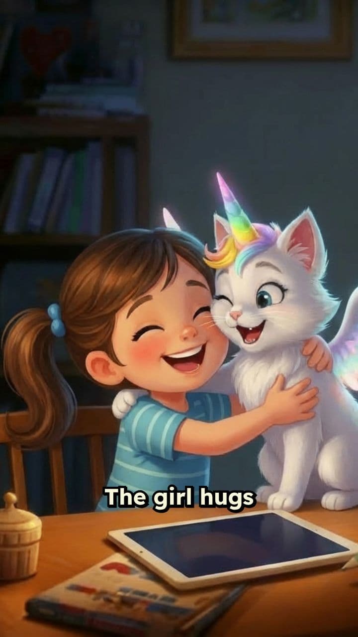 Девочка обнимает кота