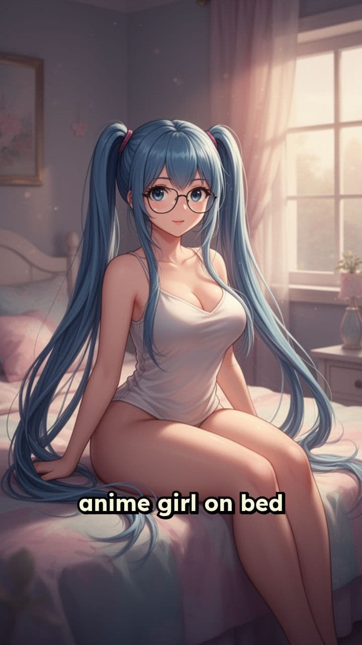 Anime Girl Masturbates Nude on Bed
