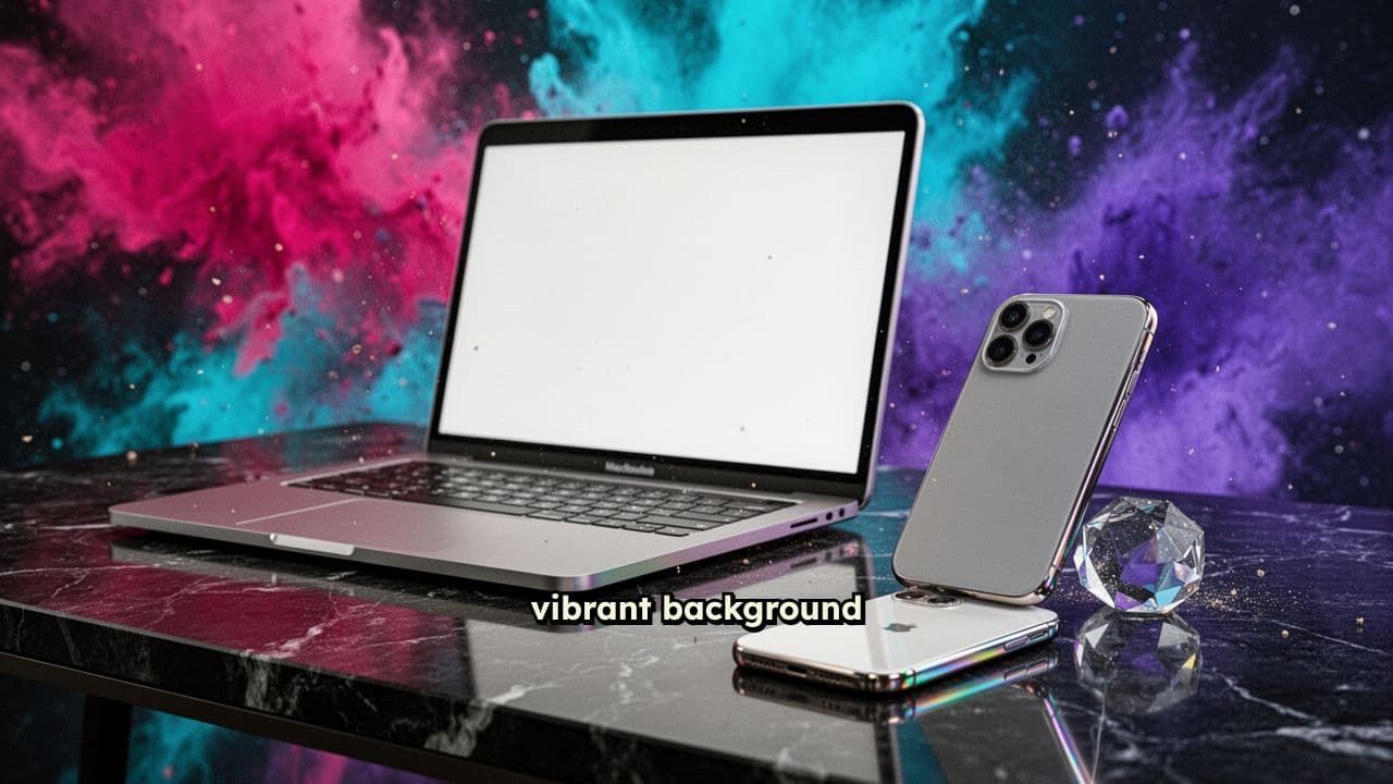 Vibrant Devices Floating with Flashing Lights