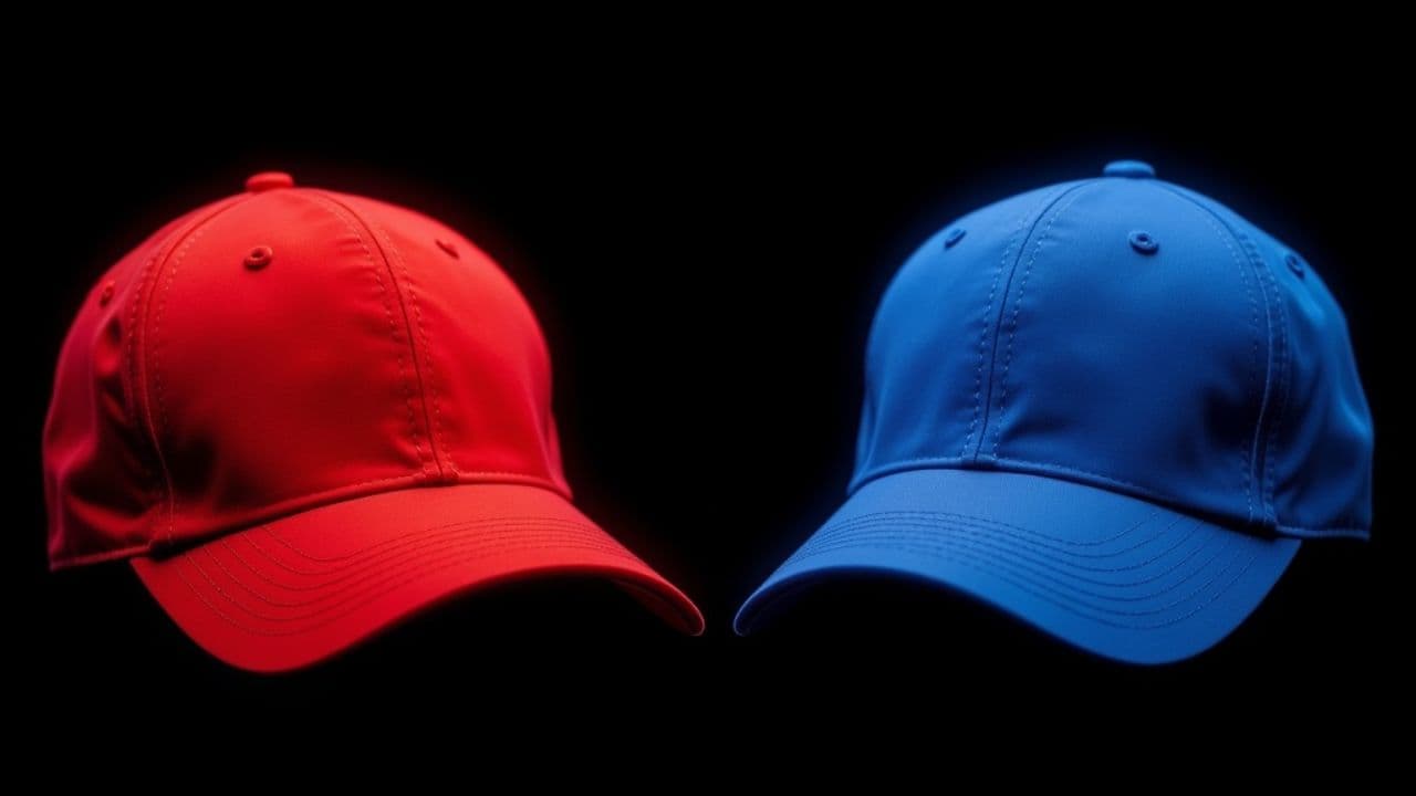 Contrasting Hats: Red and Blue