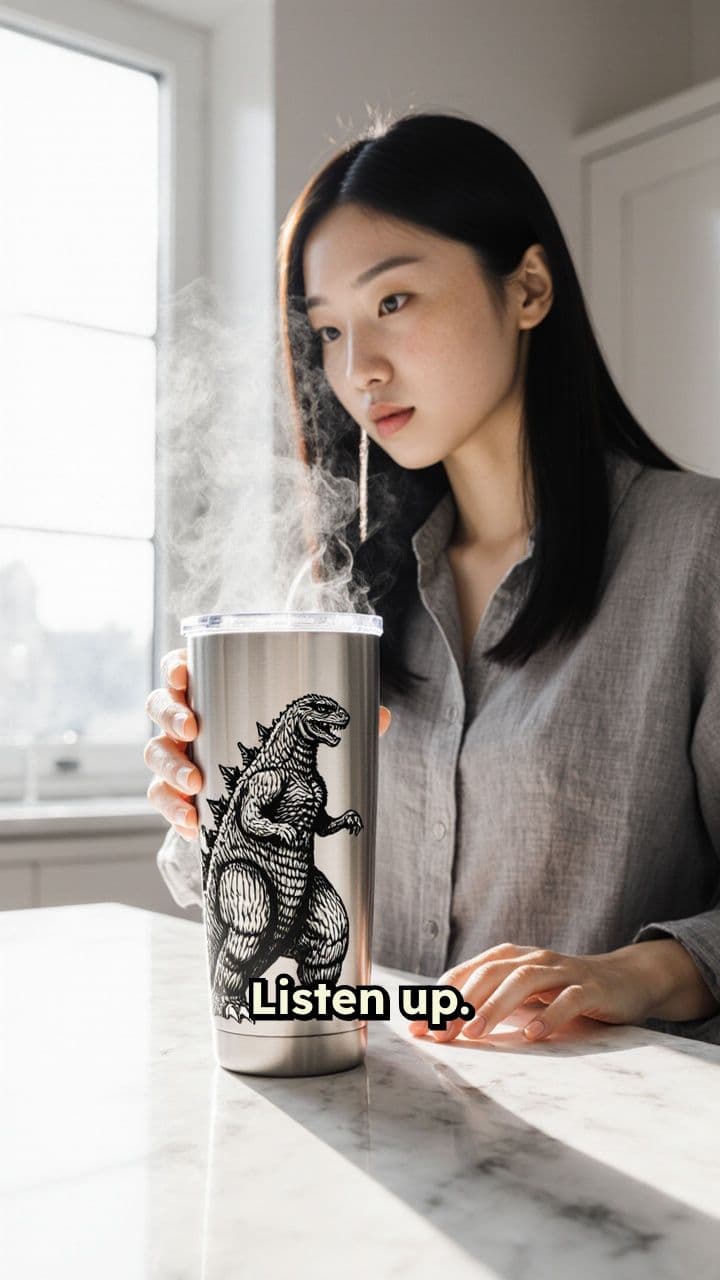 Godzilla Manga-Style Travel Tumbler