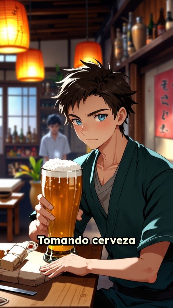 Disfrutando una cerveza