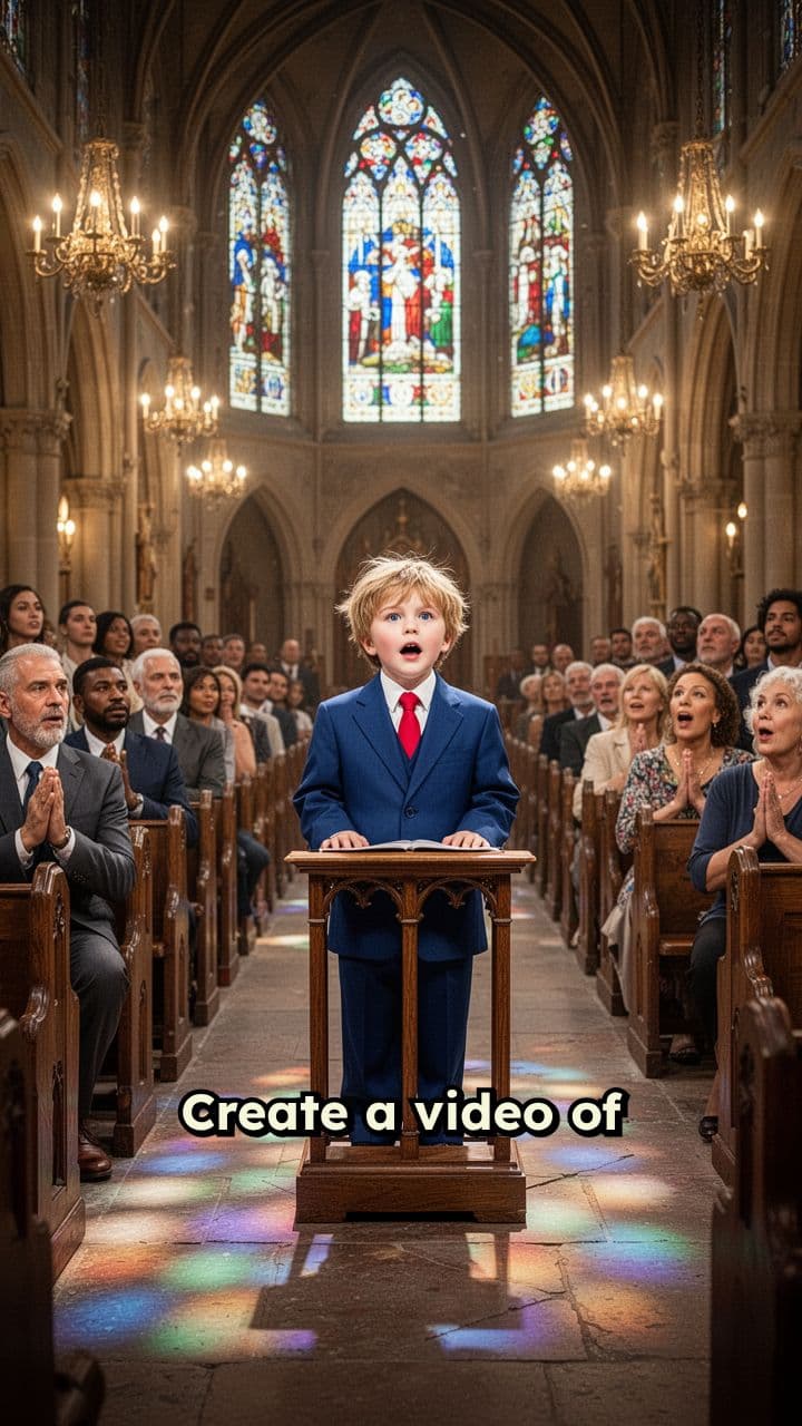 Boy Preaches Jesus in Church