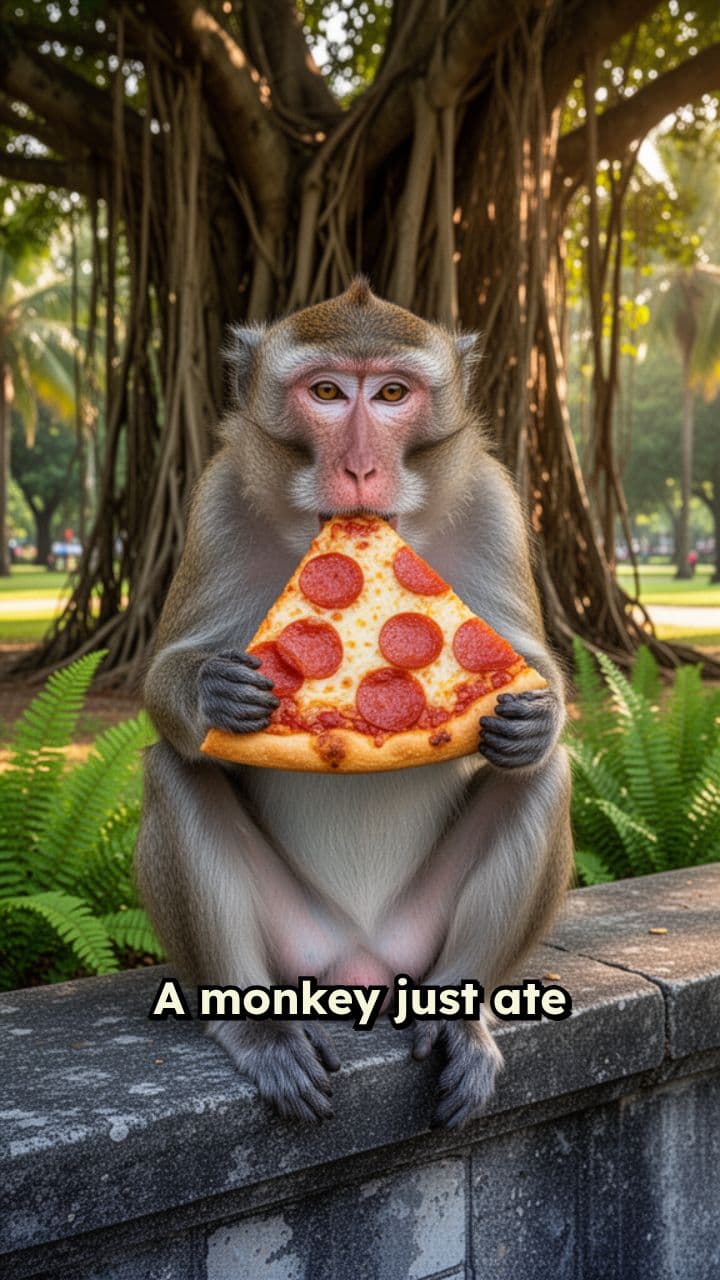 Monkey Eats Pizza Like a Human