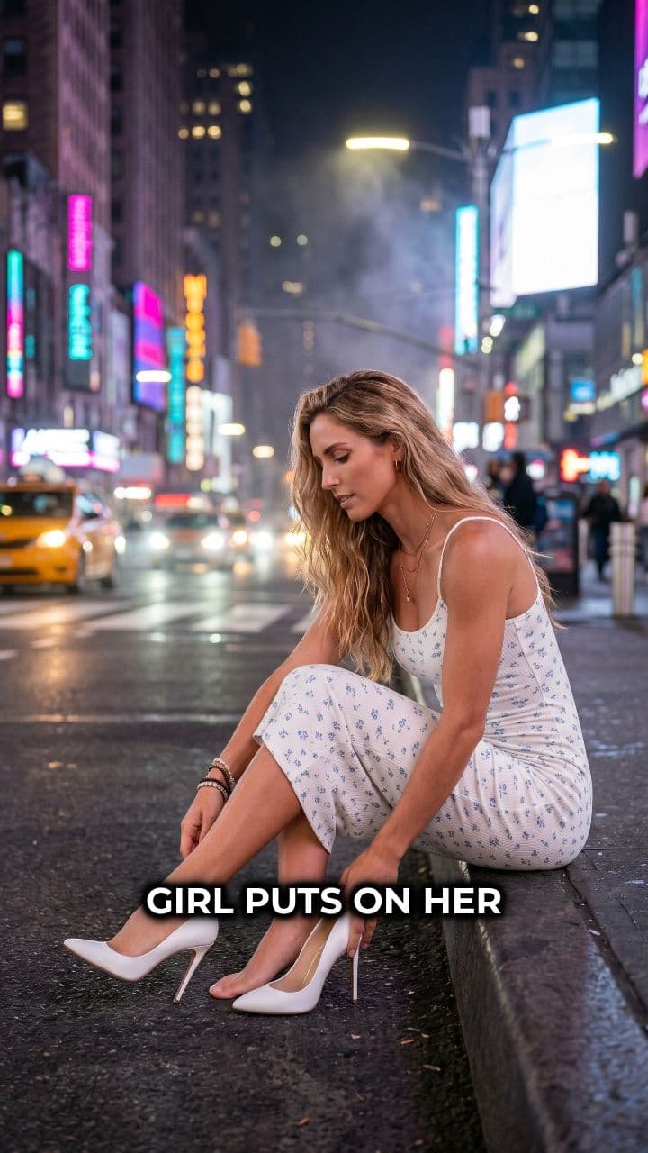Putting on White Heels at Night