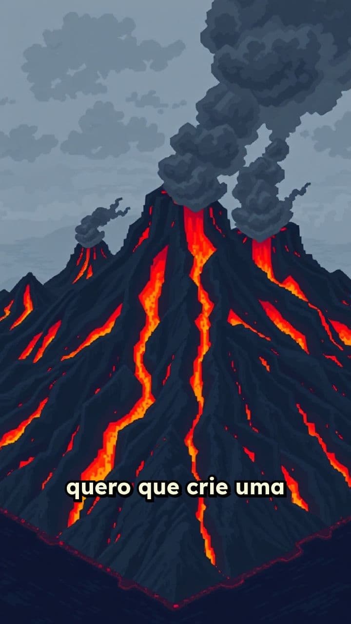 Ilha em Erupção Vulcânica Total