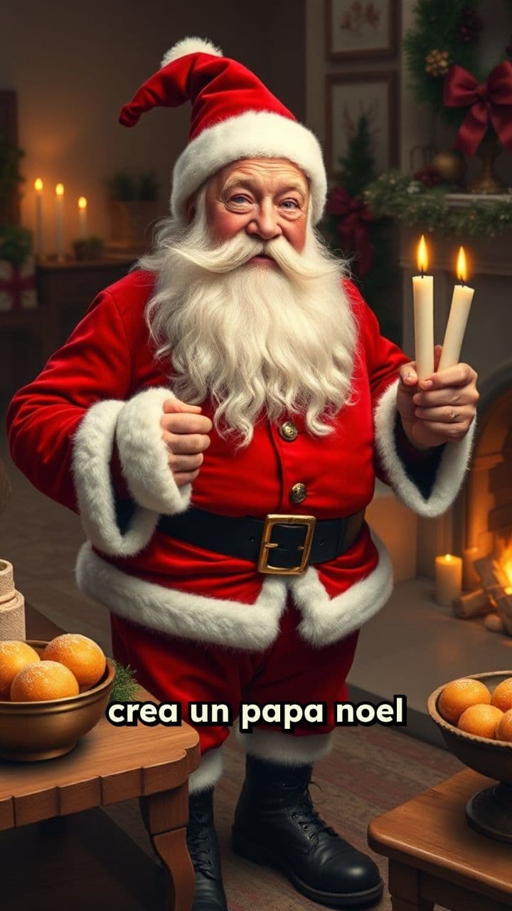 Papá Noel con sombrero y delicias navideñas