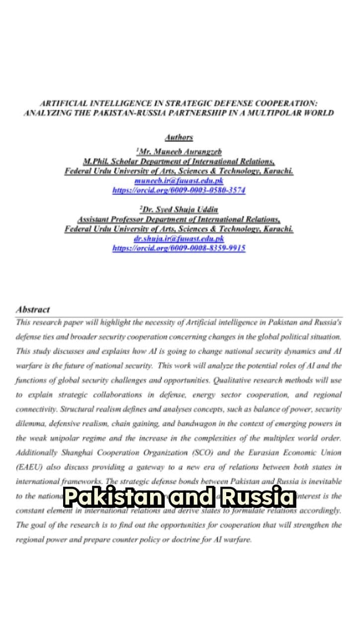 Pakistan-Russia Alliance in AI Warfare