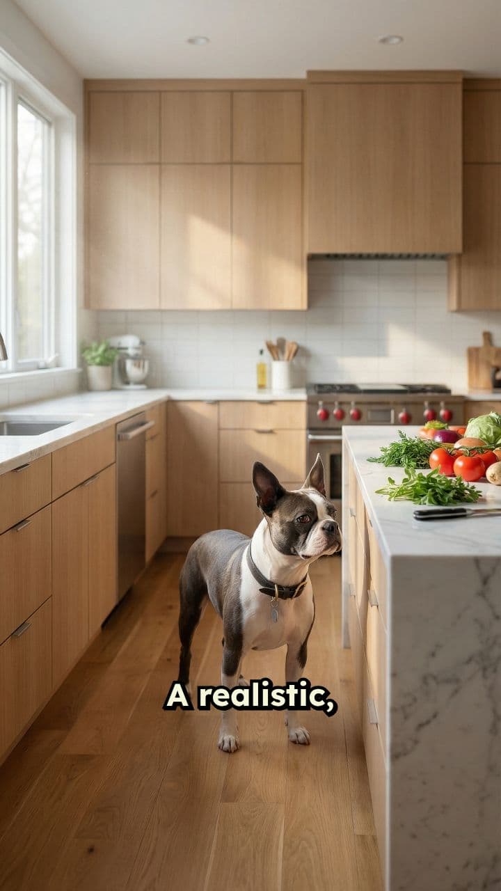 Boston Terrier Cooks a Quiet Meal