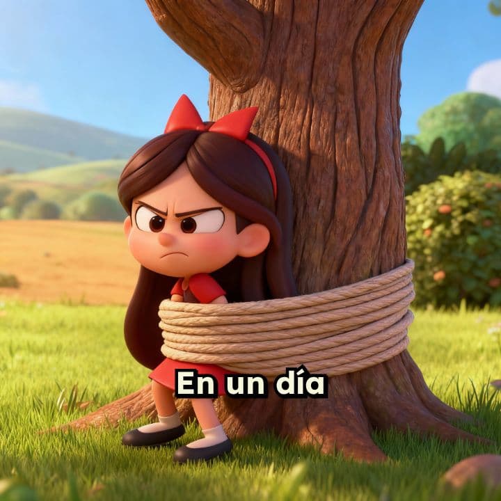 La Pequeña Rebelde Atada al Árbol