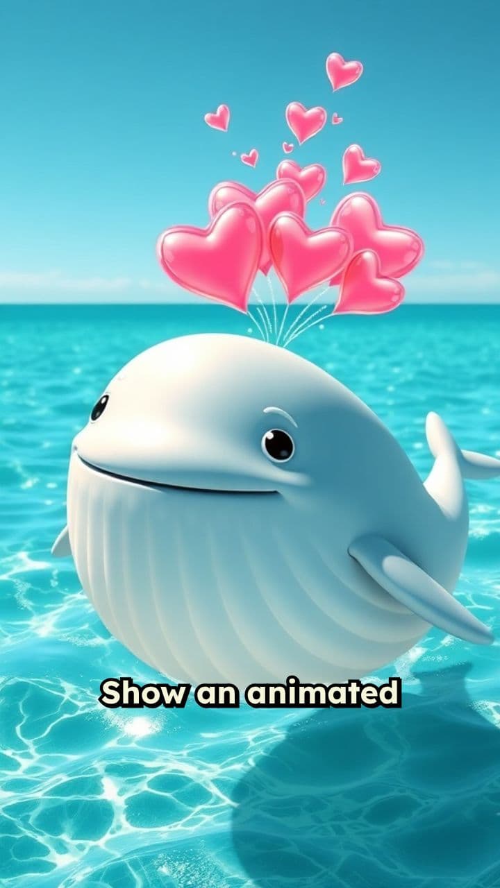 Cartoon Whale Blowing Kisses