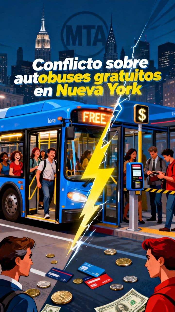 Conflicto sobre autobuses gratuitos en Nueva York