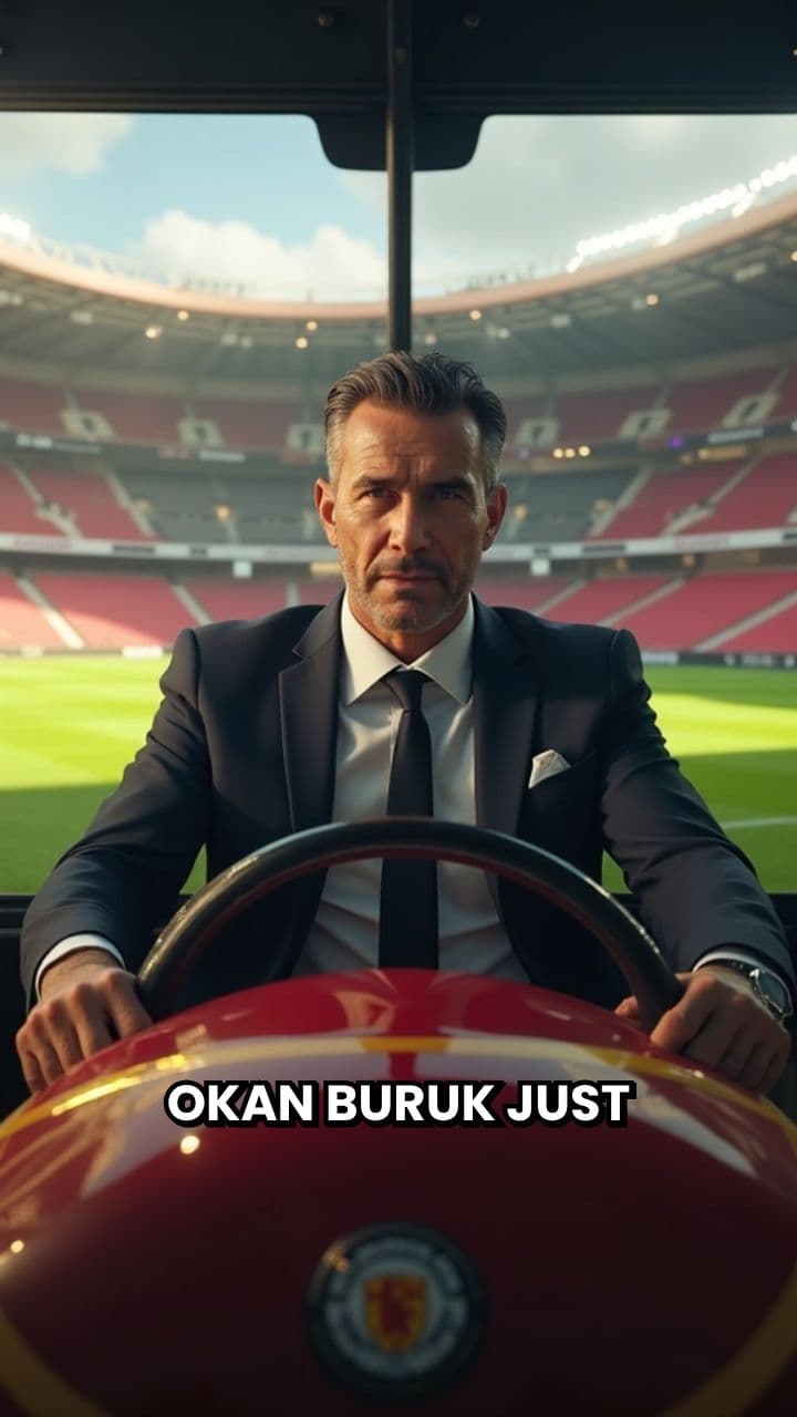 Okan Buruk Drives Bus onto Stadium Pitch