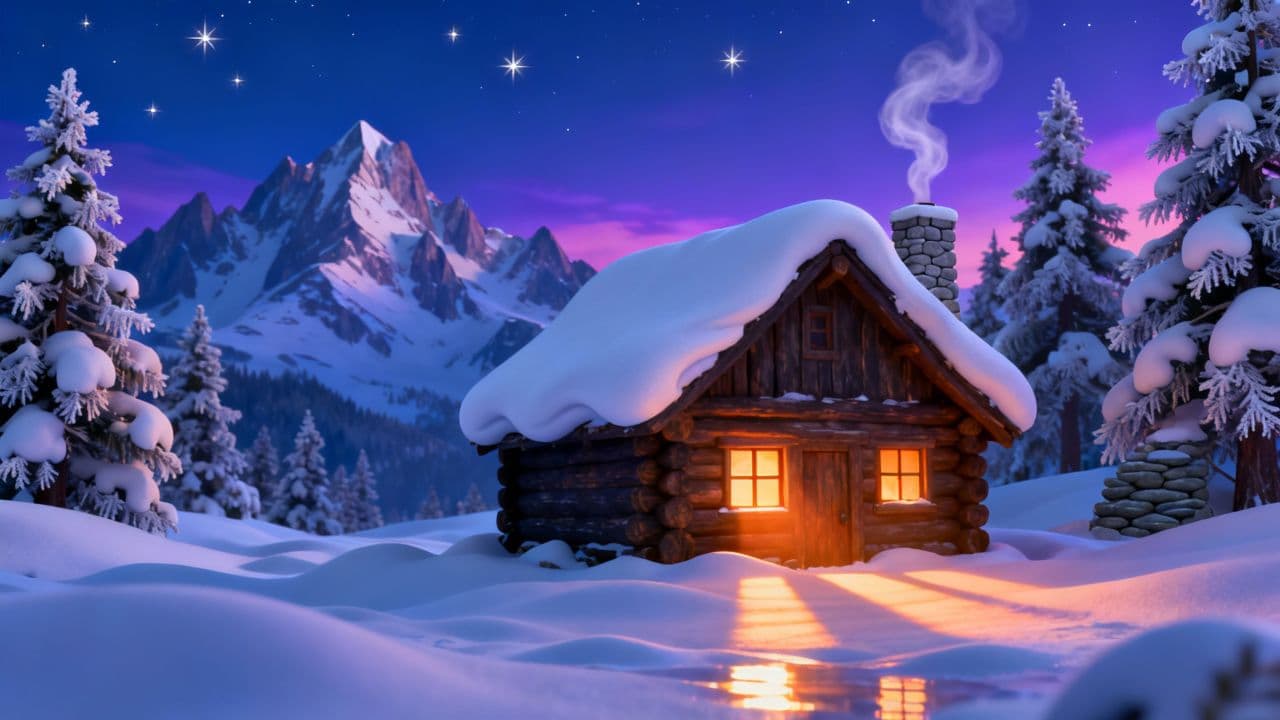 #8054 A Mountain Cabin Winter Memory