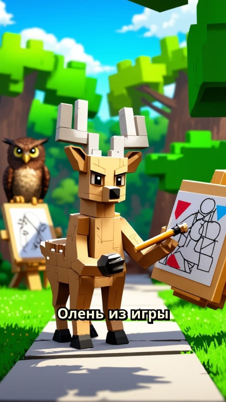 Олень и сова: Новогодняя елка