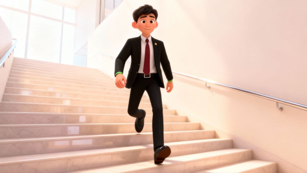 Жамбыл на лестнице