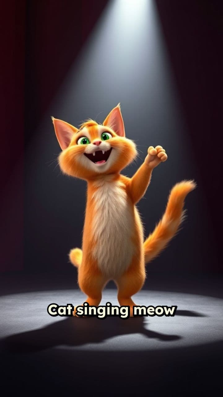 Singing Cat Under Spotlight