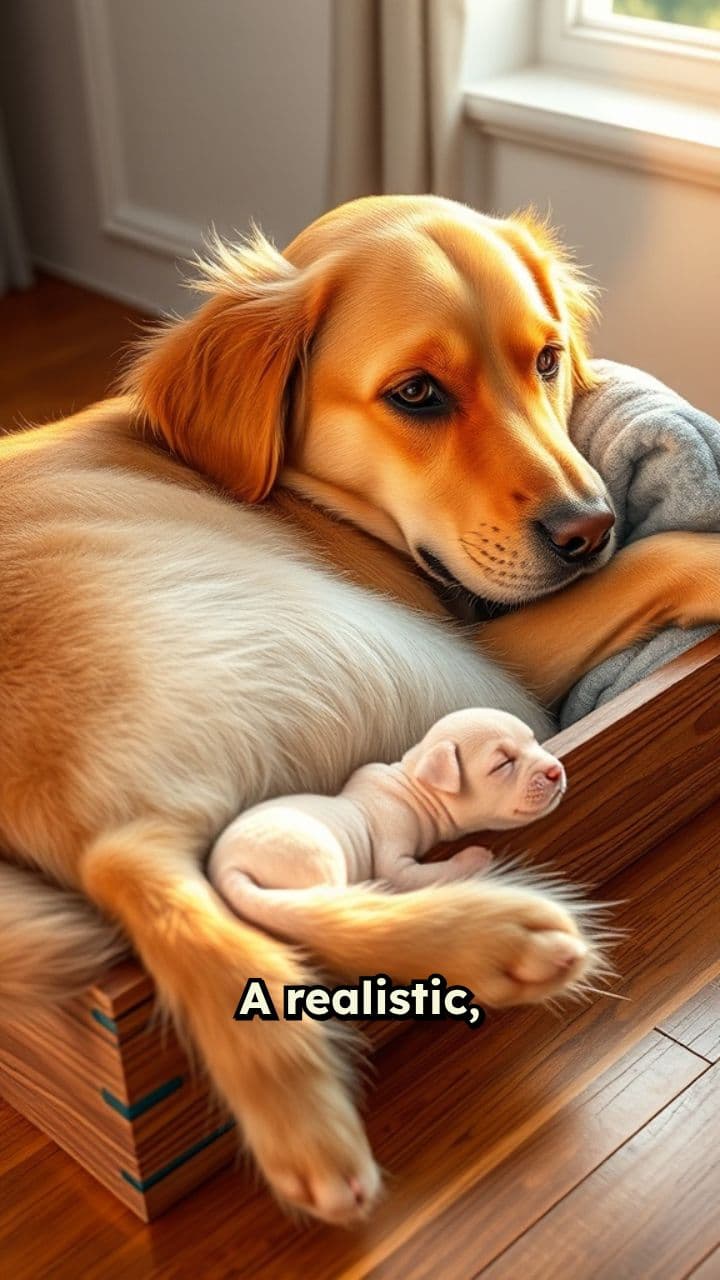 Mother Dog Welcomes Newborn Puppies