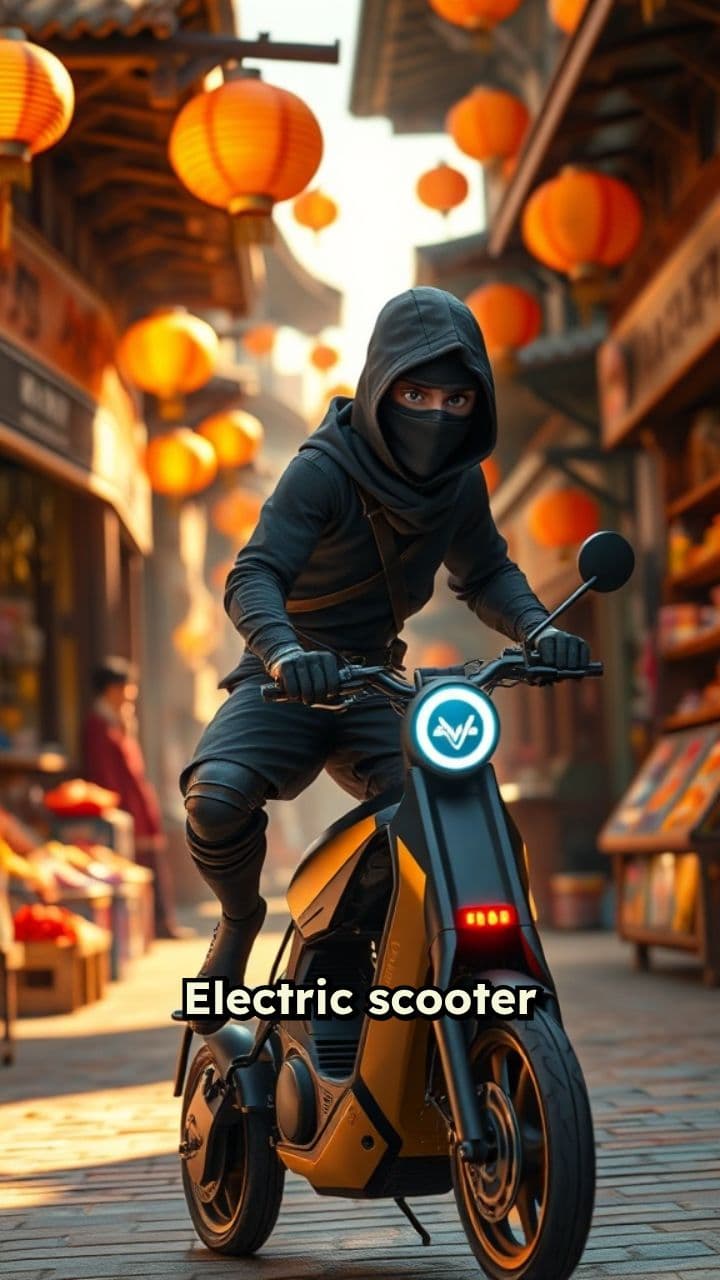 Electric Scooter Riding Ninja