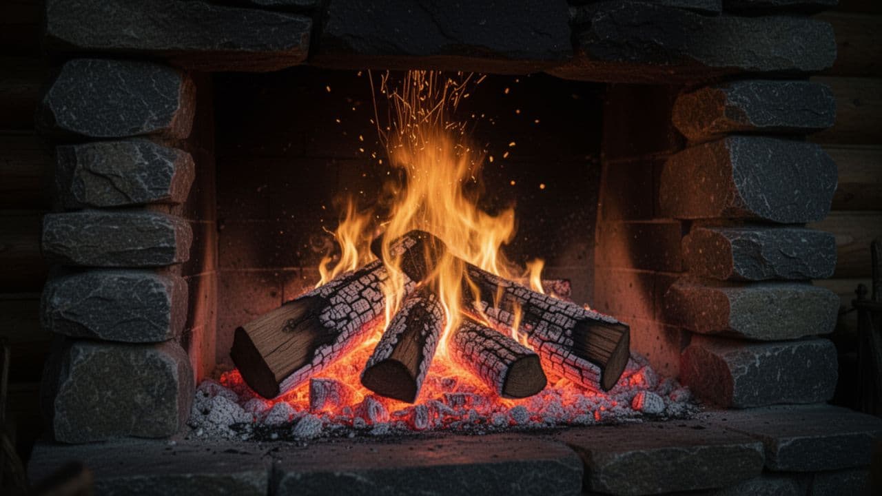 Rustic Cabin Fireplace Relaxation