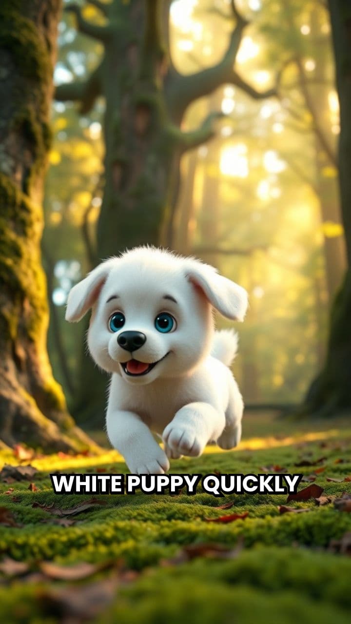 Forest Adventure of a White Puppy