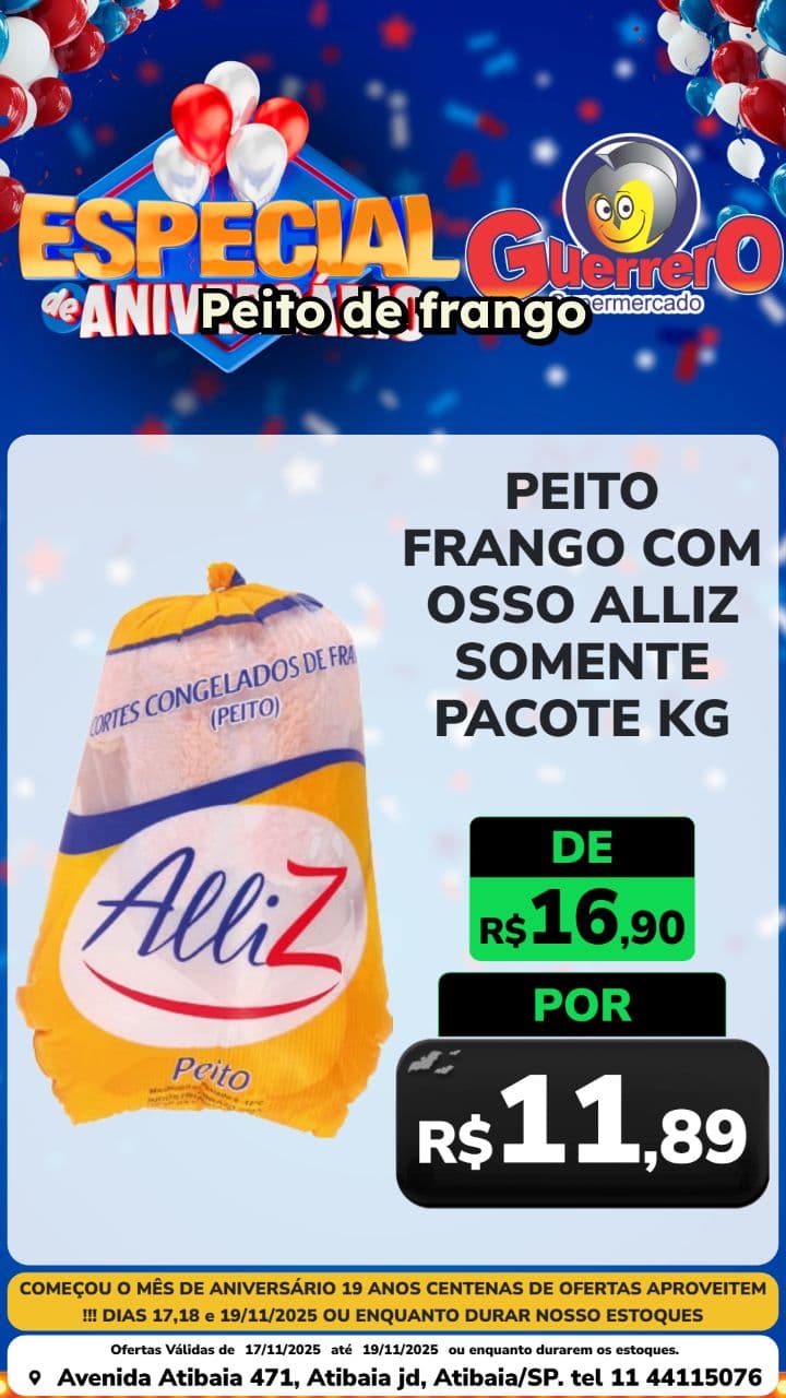 Anúncio de Aniversário Guerrero Supermercado