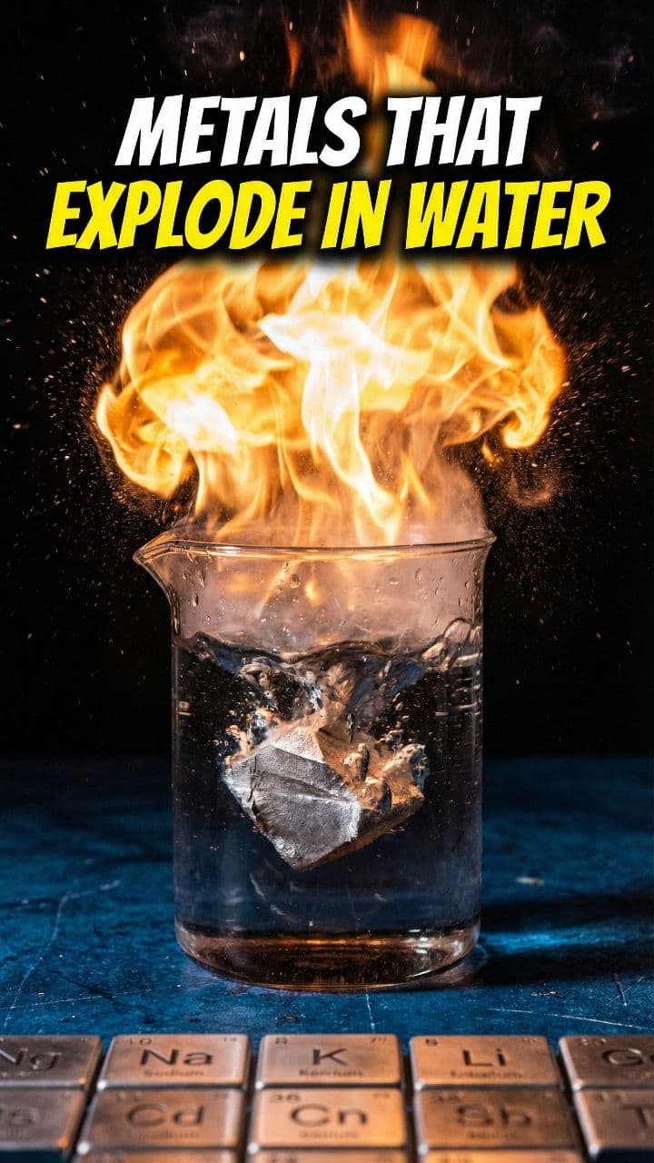 Metals That Explode in Water #didyouknow #sciencefacts #chemistryfacts #mindblowingfacts #factsdaily #learnontiktok #weirdscience #physicsfacts #experiments