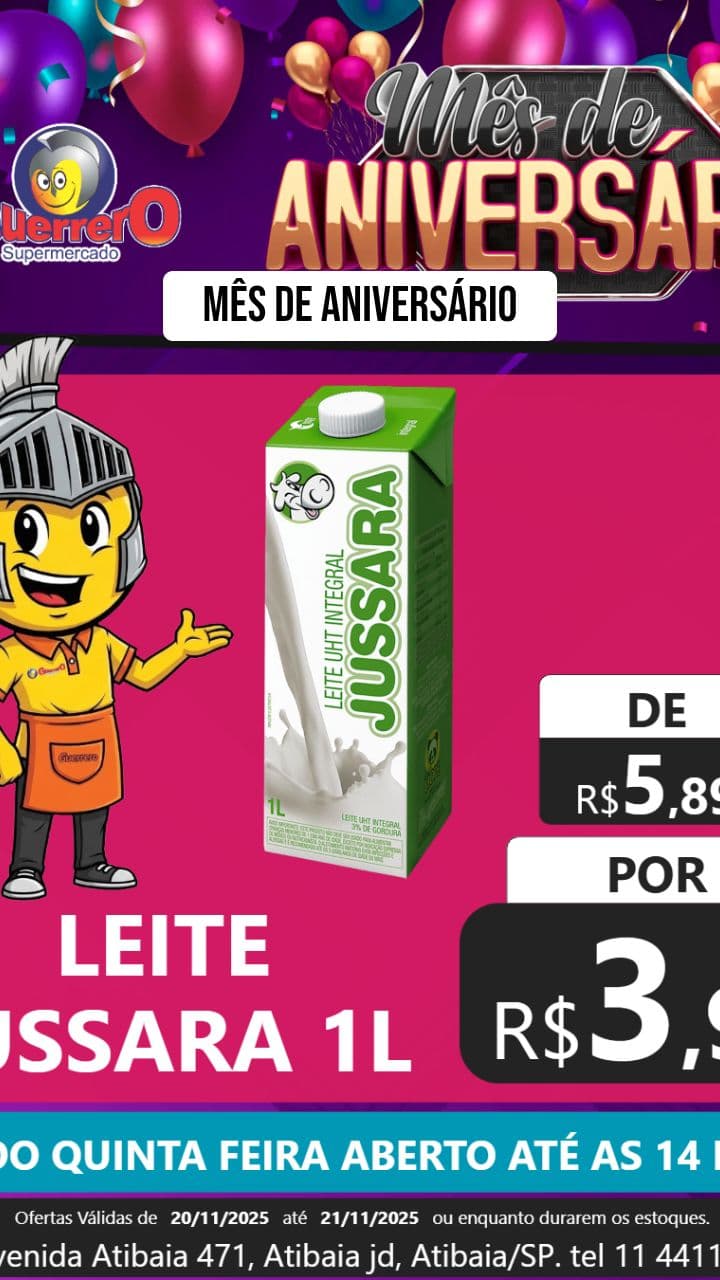 Anúncio de Aniversário Guerrero Supermercado