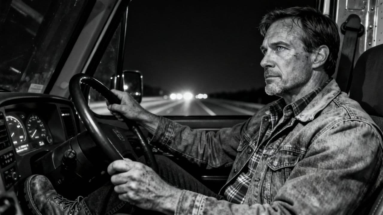 Trucker's Journey Beneath the Moon