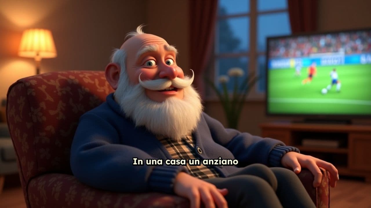 Risate e calcio con l'anziano garibaldino